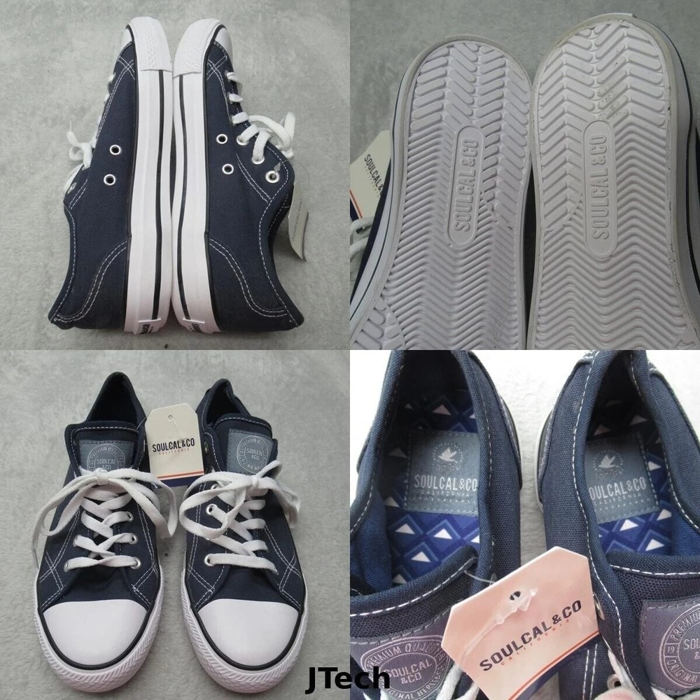 Soulcal Canvas Low Shoes Womens 8.5 Blue White Rubber Toe Cap 6.5 UK 39.5 EU NWD